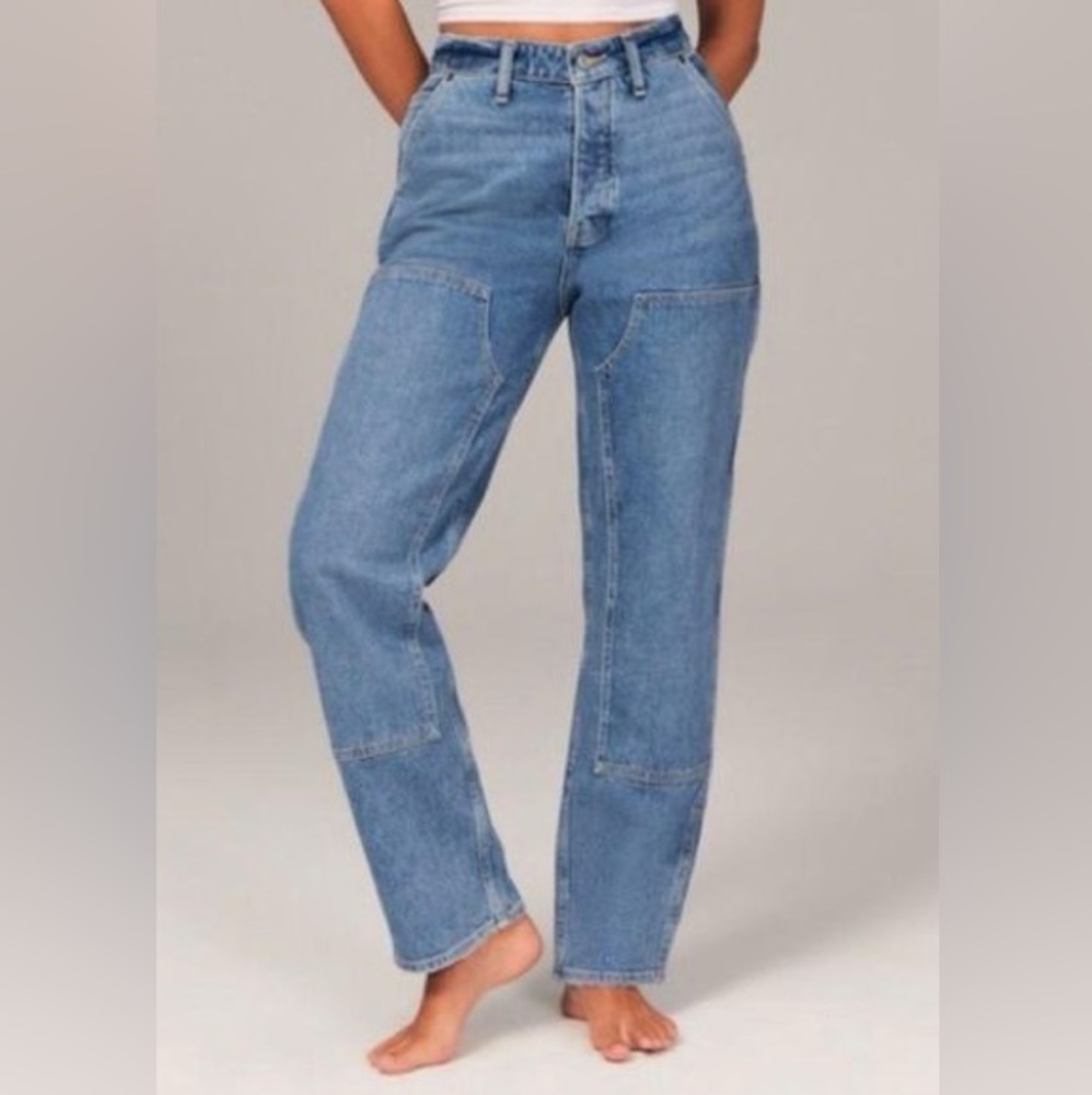 Abercrombie & Fitch Curve Love High Rise Carpenter Dad Jeans, size 26 short
